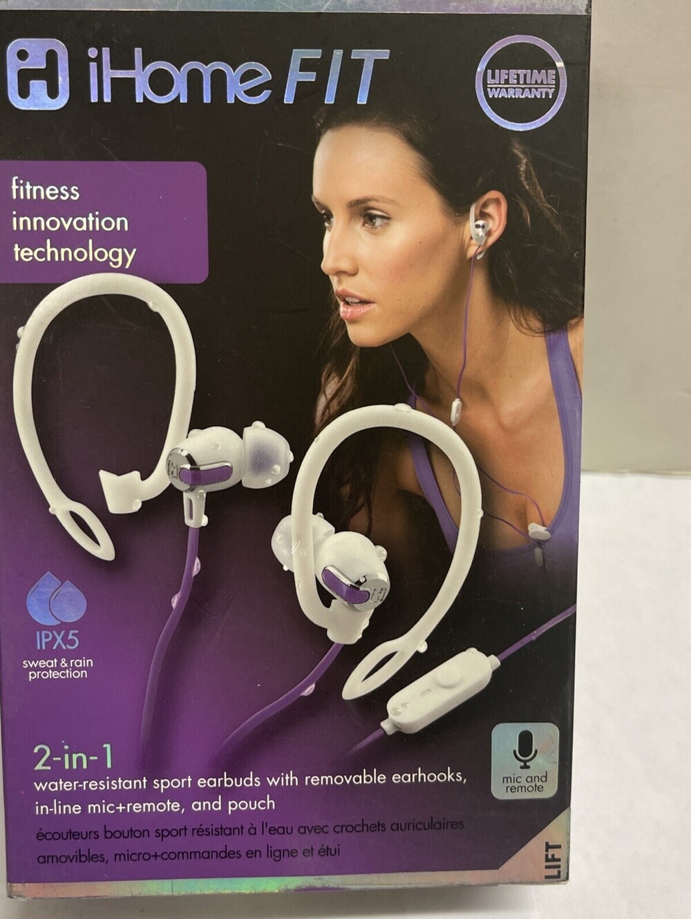 iHOME FIT Earphone IB21 Mic And Remote Purple NEW